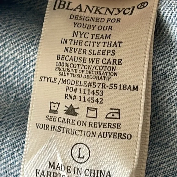 Blank NCY Casual Encounter White Star light wash Denim Jean Jacket trucker sz L - Picture 11 of 14